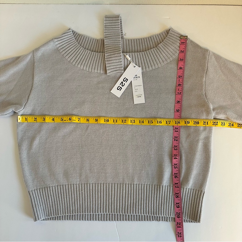NWT 525 America Gray Off Shoulder Pullover Cotton Sweater Womens Medium - Picture 8 of 8